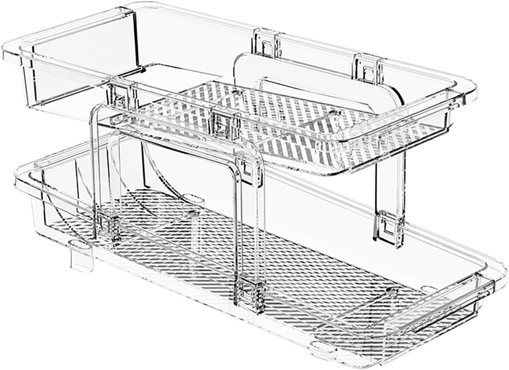 2-Tier Width Expandable Soda Can Organizer Dispenser for Refrigerator Mini Skinny and Pop Can Holder Wide Adjustable Drink Storage for Standard and Tall Can Drink Organizer Beverage Can Holder