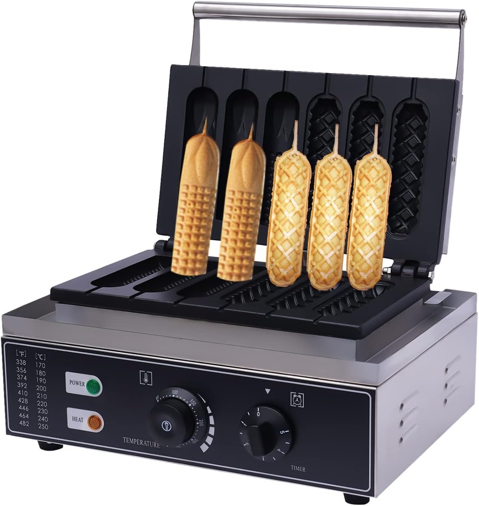 Commercial Electric Waffle Maker Machine Nonstick Hot Dog Waffle Baking Machine, Intelligent Control, for Bakeries, Restaurants, Kiosks, Canteens, Snack Bars, Etc