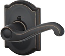 Schlage Lock Company Flair Right Handed Lever with Camelot Trim Non-Turning Lock, Aged Bronze (F170 FLA 716 CAM RH)