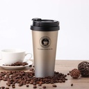 Portable Vacuum Cup, 500ml Stainless Steel Insulated Mug Gold, Heat Preservation, Anti Scald, Non Slip Bottom, Removable Lid, Frosted Body, Car, Outdoor
