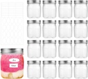 16 Pack 8OZ Sliver Plastic Jars With Screw On Lids，Plastic Mason Jars Food Storage Container For Storing Dry Food, Candy, Cream,Peanut, Butter
