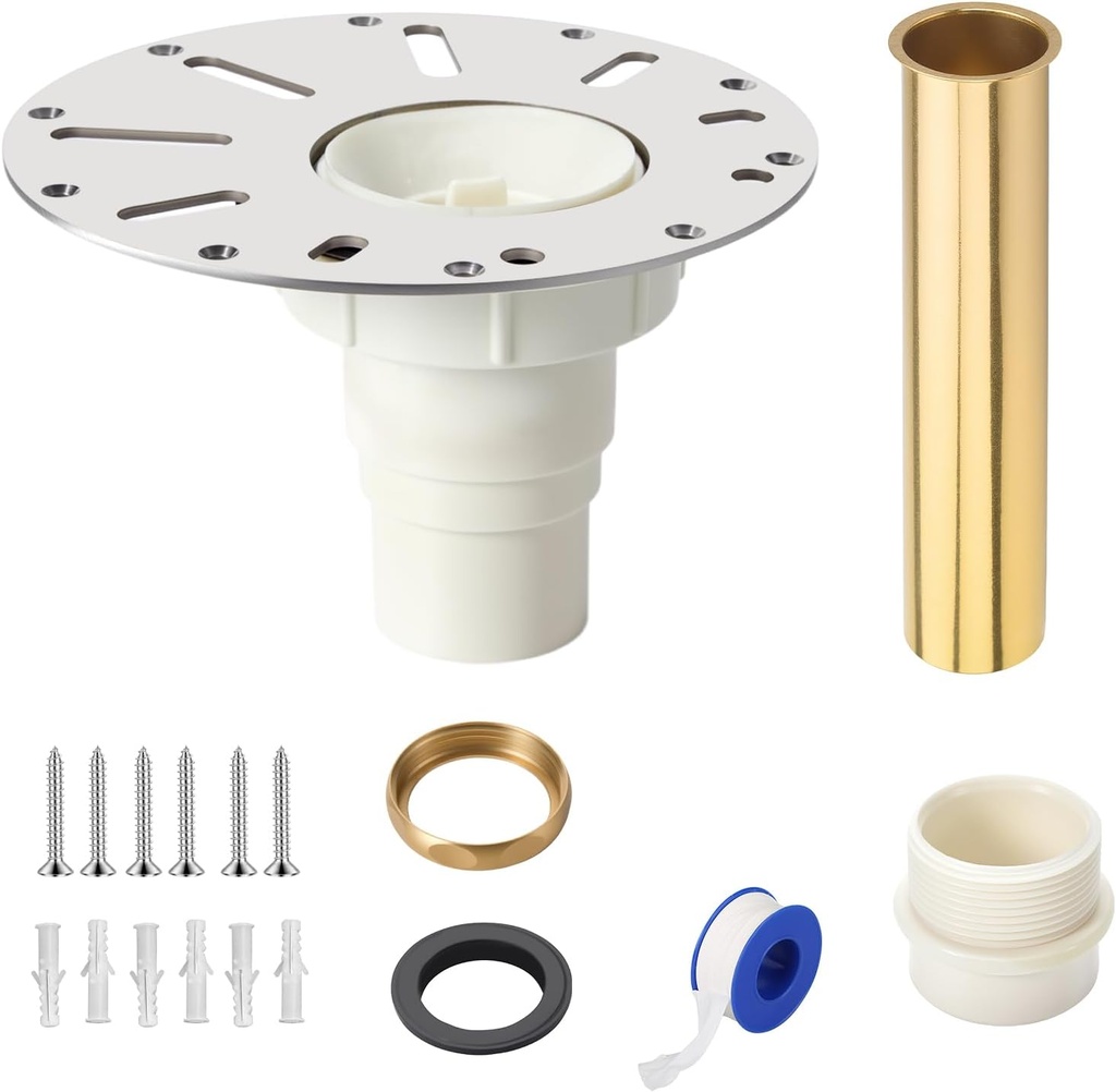 Freestanding Bathtub Drain, Freestanding Tub Drain Rough-in Kit, with PVC Plastic Adapter and Brass Tail Pipes, Suitable for Free Standing Tub, Island Bathtub, and Floor Standing Bathtub