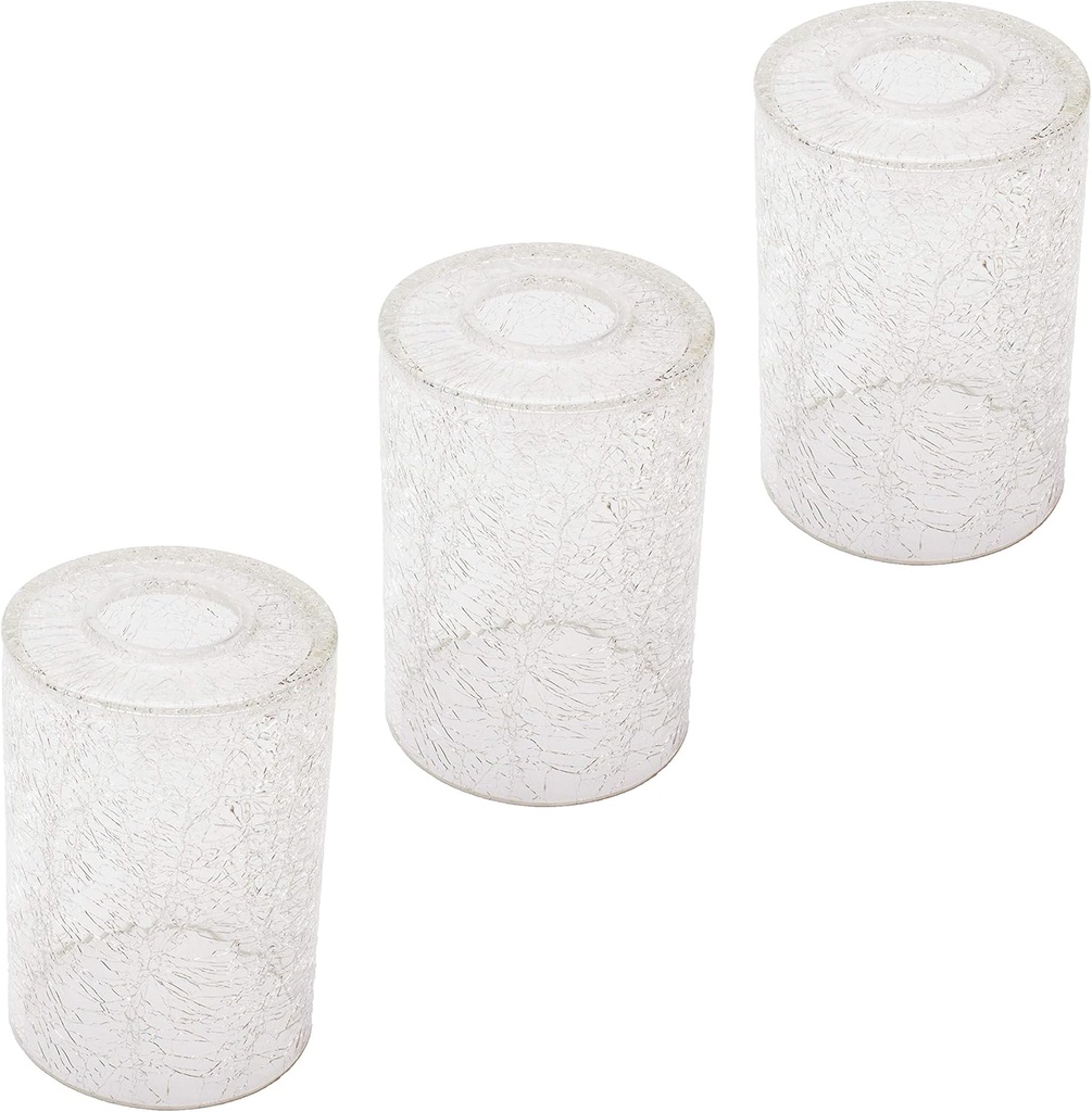 Crack Finish Glass Lamp Shade, 3 Pack LEDupdates Clear Crackle Finish Cylinder for Light Fixture Shade Replacement 1" 5/8 fitter