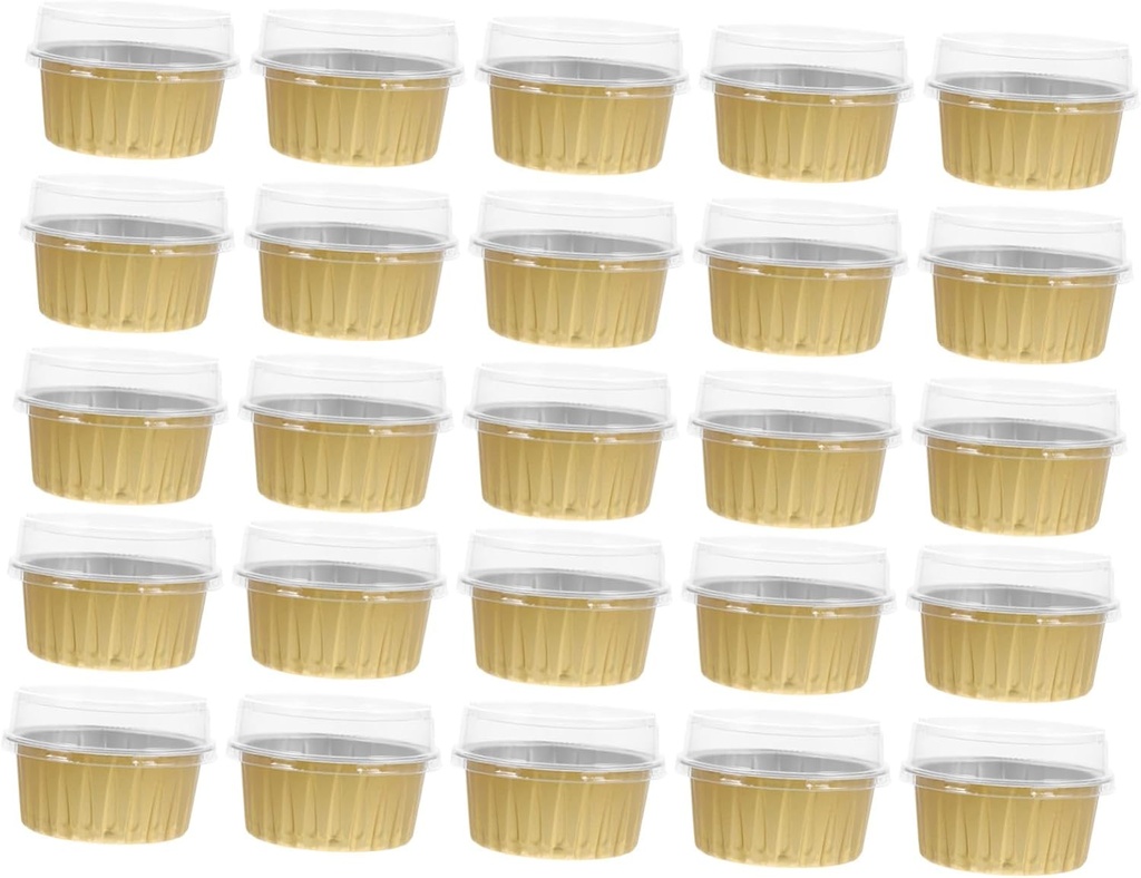 ABOOFAN 25pcs Ice Cream Dessert Cups Covers for Pudding Yogurt and Cake Storage for Parties Weddings and Special Occasions