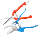 2 Pack Garden Pruning Shears Stainless Steel Gardening Shears Gardening Tools Scissors with Soft Grips, Medium, Red,blue