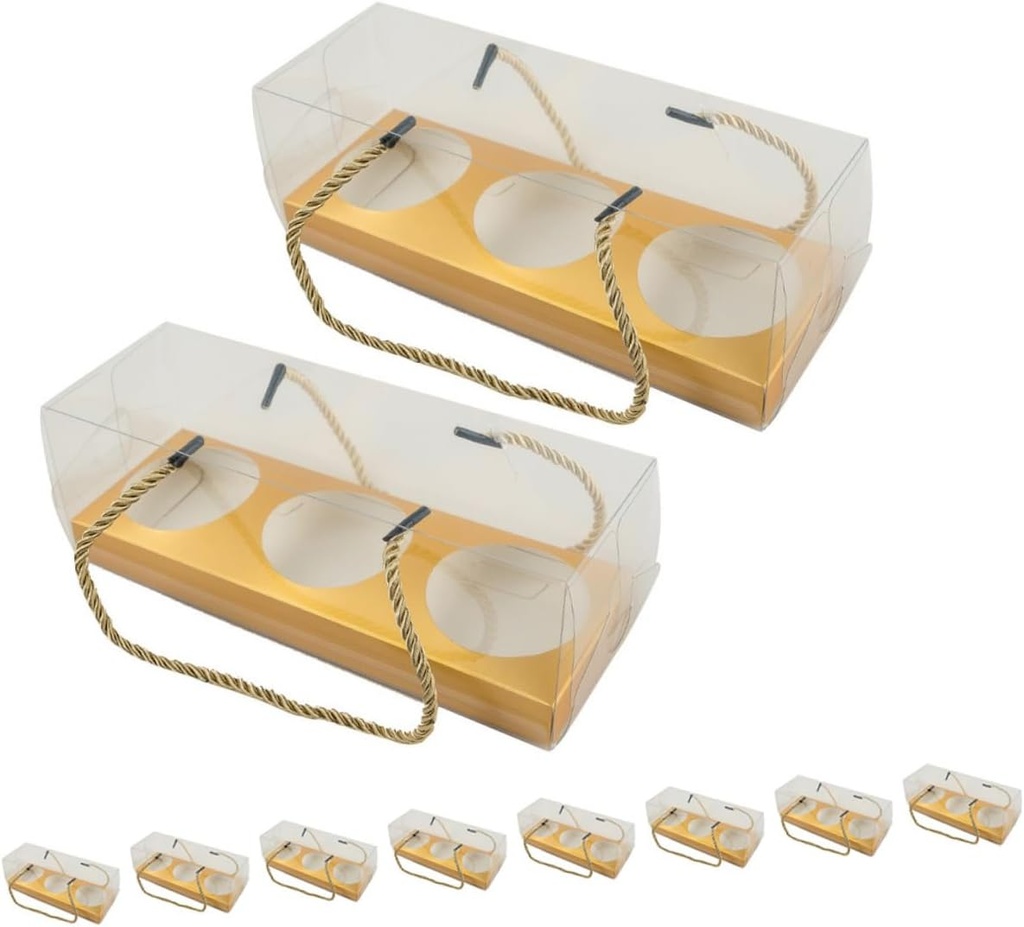 GANAZONO 10pcs Cupcake Boxes Handle Portable Dessert Containers for Birthdays Weddings and Parties Sturdy and Reusable Cupcake Holders for Bakery and Homemade Treats