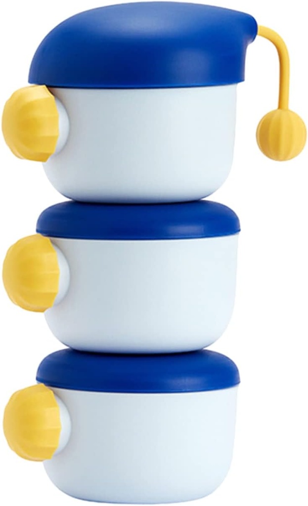 Portable Baby Formula Dispenser Container Set 3-Compartment Travel Milk Powder Holder Small Cap for-the-Go Feeding