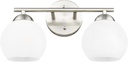 Emak Modern Globe Vanity Lights, Brushed Nickel Bathroom Light Fixtures, 2-Light Bathroom Vanity Light with Milk Glass Shade, VL114-BN-ML-2