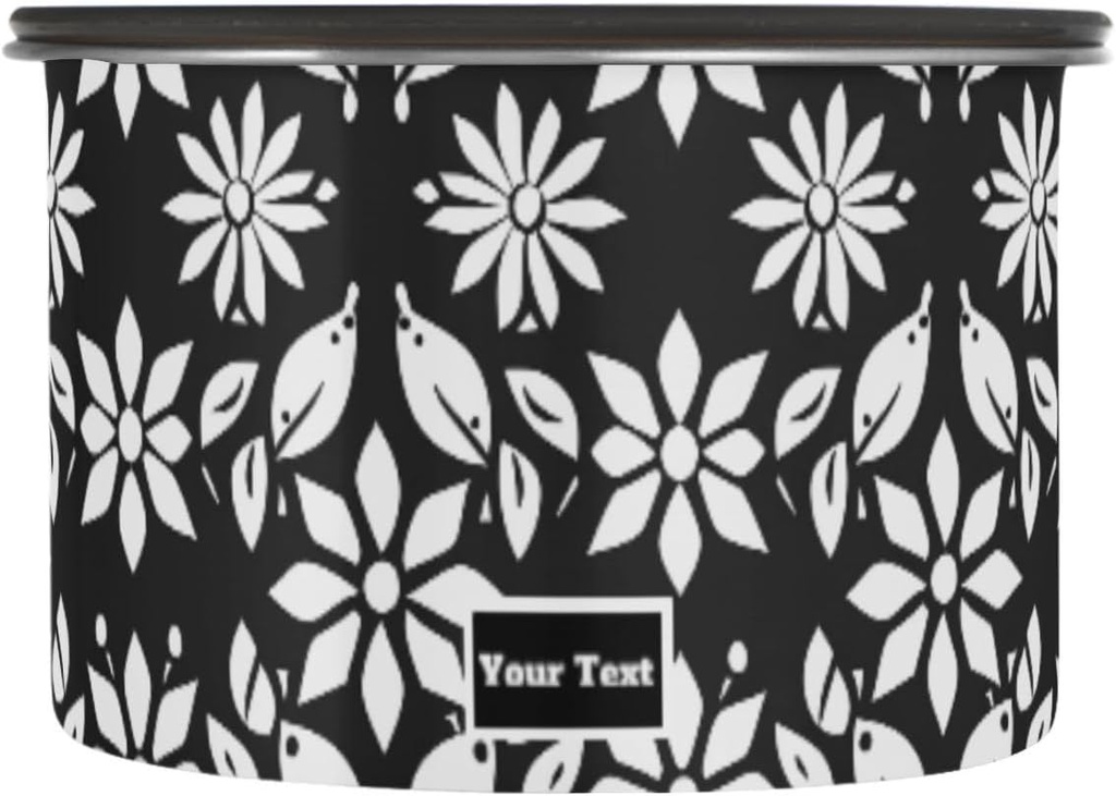 ALAZA White Geometric Floral Airtight Coffee Bean Canister Customed 17oz Food Storage Containers with Lids For Gournd, Tea, Sugar, Flour, Rice, Cereal, Candy Cookie Jar