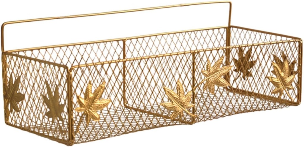 Yajuyi Shower Caddy Hanging Wall Basket Bathroom Storage Decorative Kitchen Iron Lightweight Organizer Rack Wall Mount for Dorm Home, 40.5cmx16.5cmx14cm