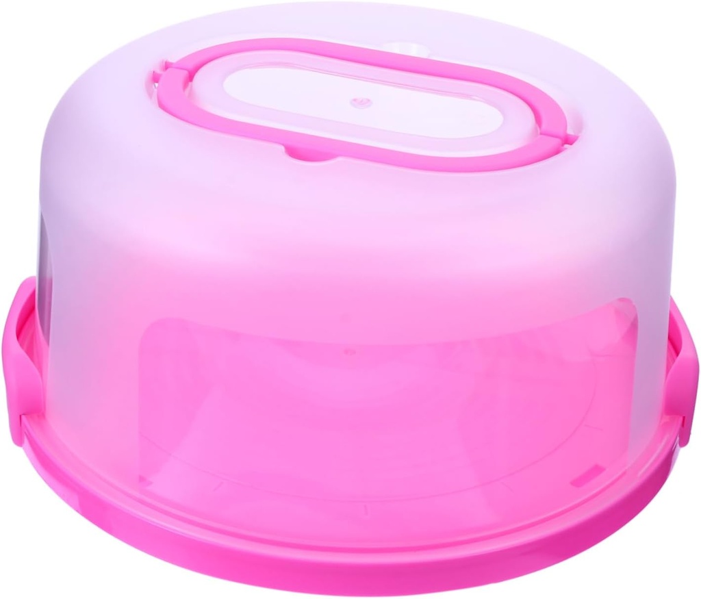 Zerodeko Reusable Cake Holder with Handle PP Cake Carrier with Locking Lid for for Cakes Cupcakes Cookies and Desserts Subtle Pink