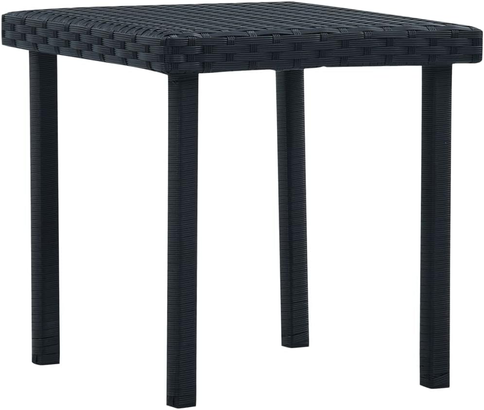 vidaXL Garden Table Black PE Rattan and Powder-Coated Steel Compact