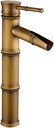 Waterfall Spout Single Handle One Hole Brass Bamboo Shape Water Tap with Supply Hose Deck Mount Lavatory (Size : 12-inch)