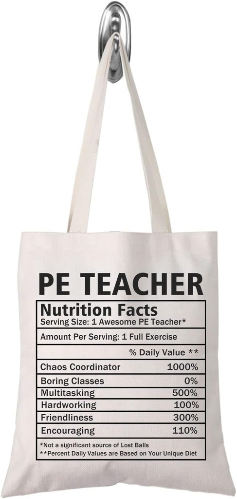 TSOTMO PE Teacher Team Physical Education Teacher Nutrition Facts Tote Bag