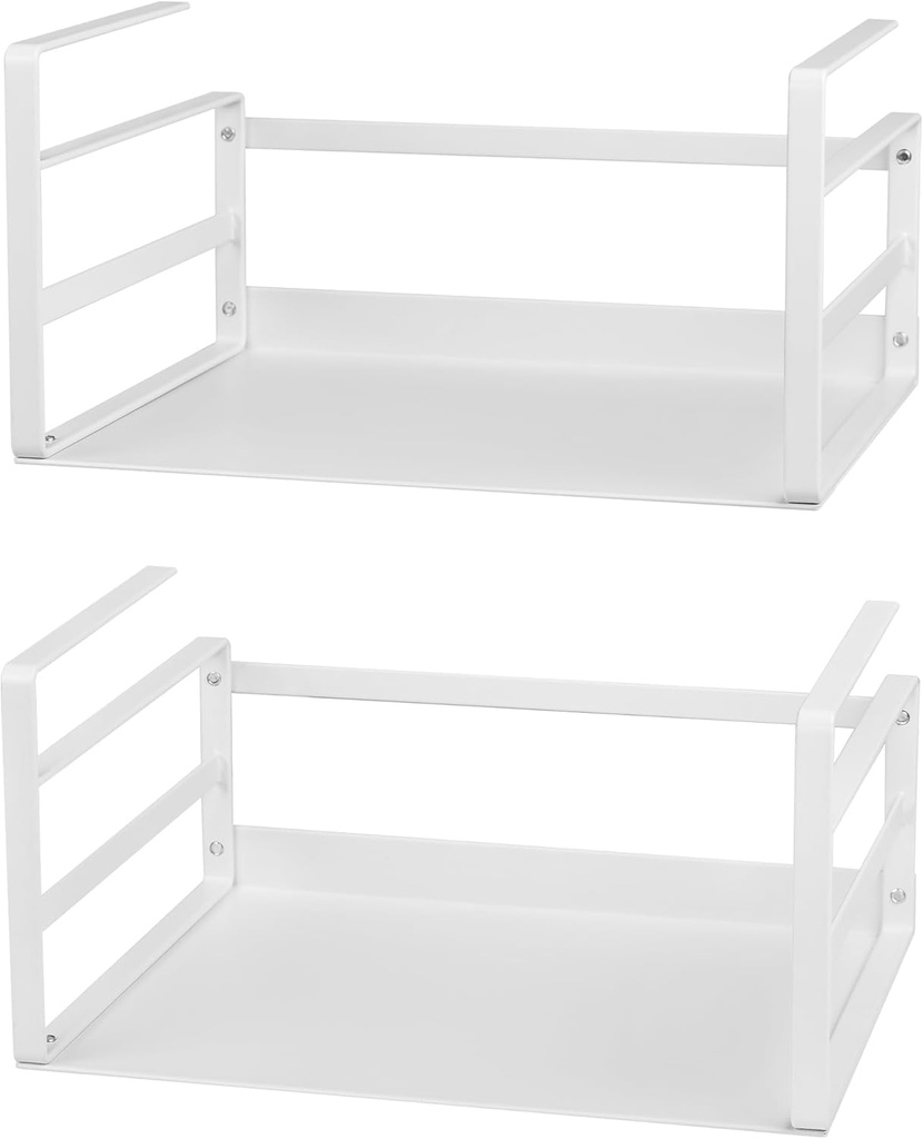 Nxconsu 2Pack Under Shelf Storage Basket Organizer Hanging Holder for Cabinet Pantry Kitchen Cupboard Desk Counter Bookshelf Organization Add-on Space Saver Heavy Duty Slide-in White Small