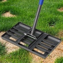 Lawn Leveling Rake, Heavy Duty Lawn Leveler with 17" x 10" Rakes Head Plate No Flipping, Smooth Garss Topsoil Dirt Sand, Metal Ground Leveling Tool with 5 ft Long Handle for Yard Garden Golf Course