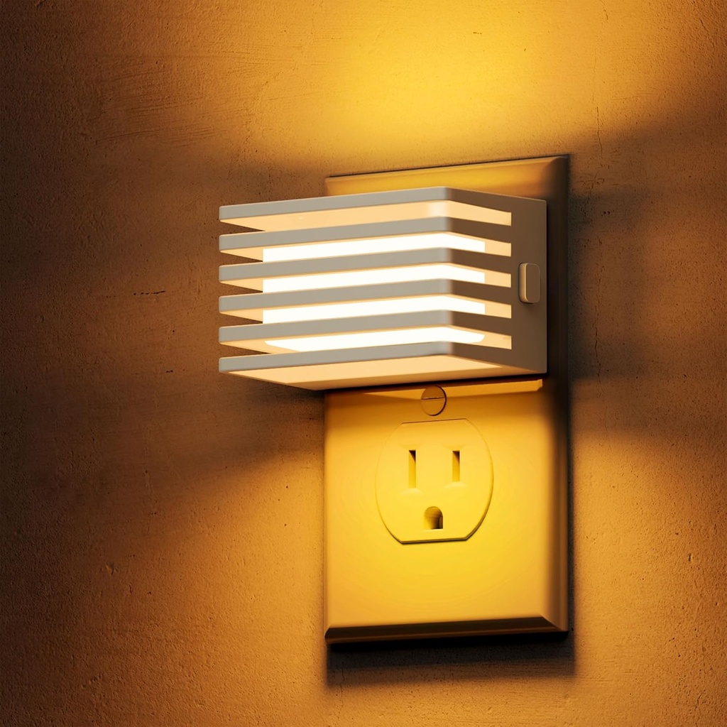 L LOHAS LED Night Lights Plug into Wall, 2 Pack Modern Night Light with Dusk to Dawn Sensor, Dimmable Plug in Night Light, Adjustable Brightness, 2000K Amber for Bedroom Bathroom Hallway