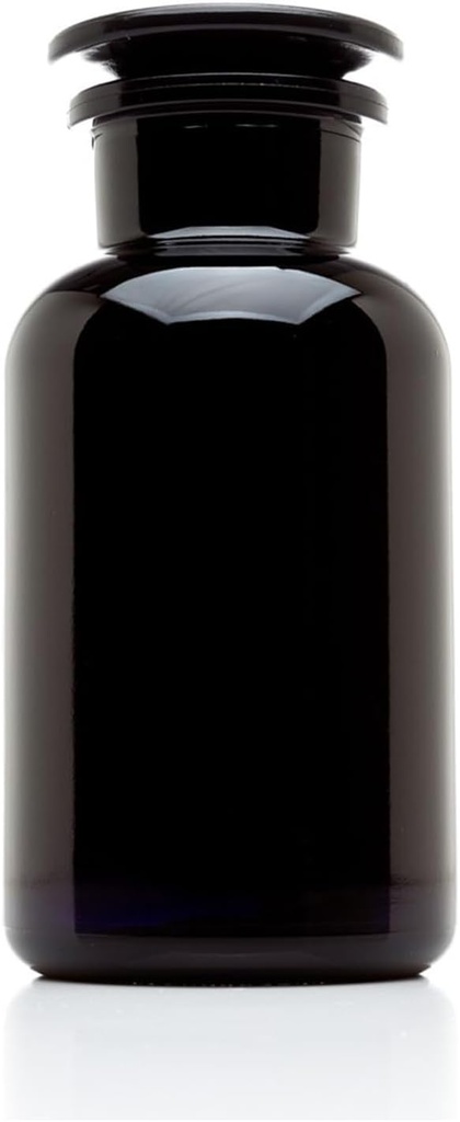 Infinity Jars 500 ml (17 Fl oz) Black Ultraviolet Blocking Glass Apothecary Jar Airtight Smell‑Proof Refillable Container for Herbs, Spices, Tea & Essential Oils