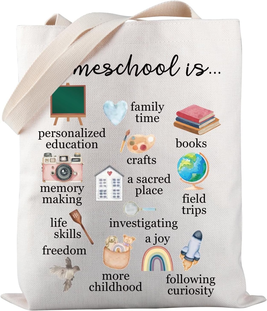 PWHAOO Homeschool Mom Tote Bag Homeschool Life Tote Bag Home School Teacher Gift Mother's Day Gift