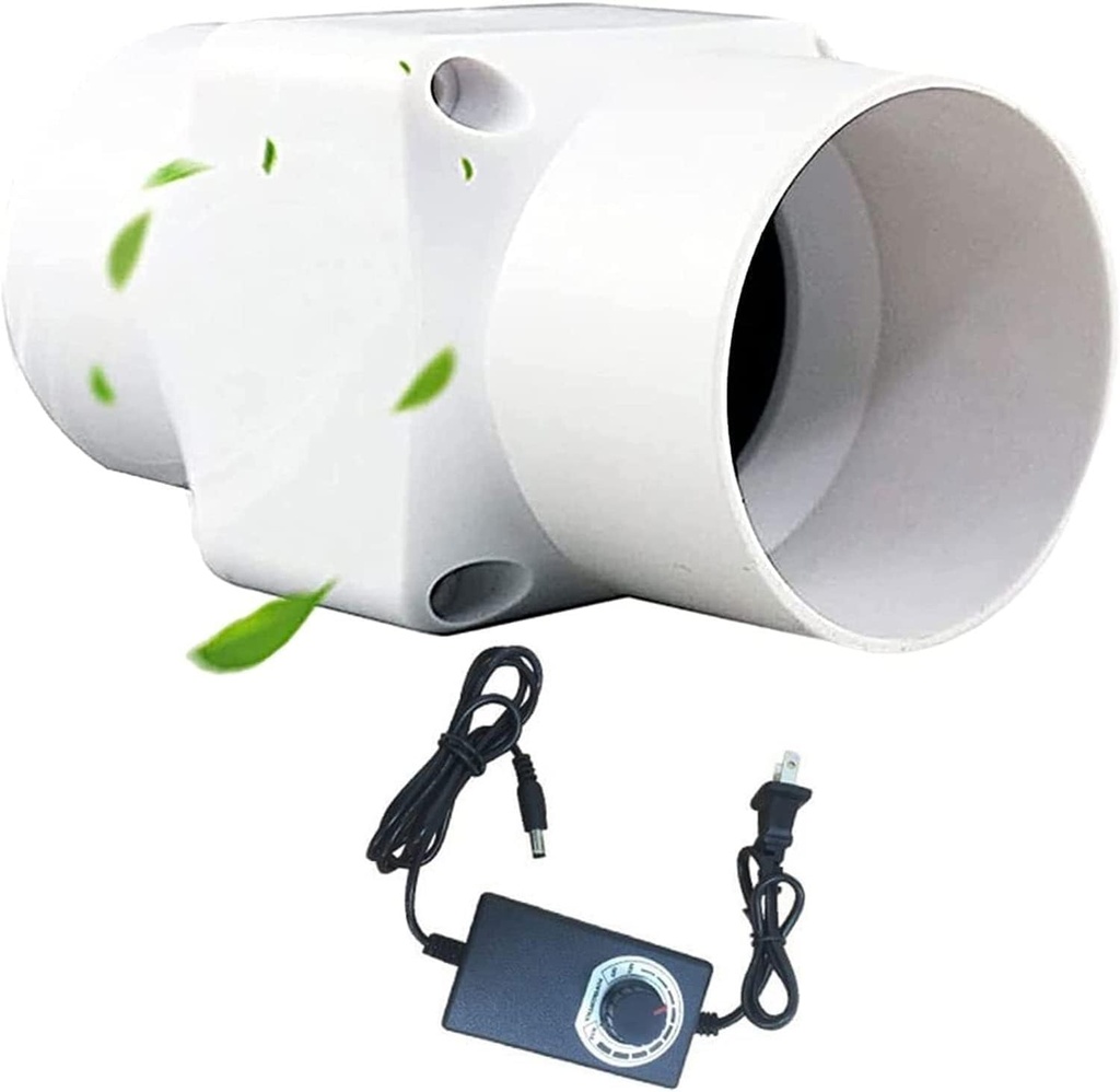 Inline Duct Fan 2 Inch Exhaust Air Ventilation Fan, 12V 36CFM Blower Fan for Grow Tent, Pet Box, Wardrobe Shoe Cabinet(Black,Adjustable Speed)