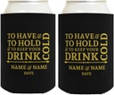 Custom Names & Date To Have Hold Keep Drink Cold Wedding Party 2-Pack Personalized Can Drink Thermocoolers Black