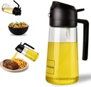 2 in 1 Oil Dispenser and Oil Sprayer for Cooking, 16oz/470ml Glass Olive Oil Dispenser Bottle Kitchen Gadget & Air Fryer Accessories for Salad, BBQ, Frying and Baking (Black)