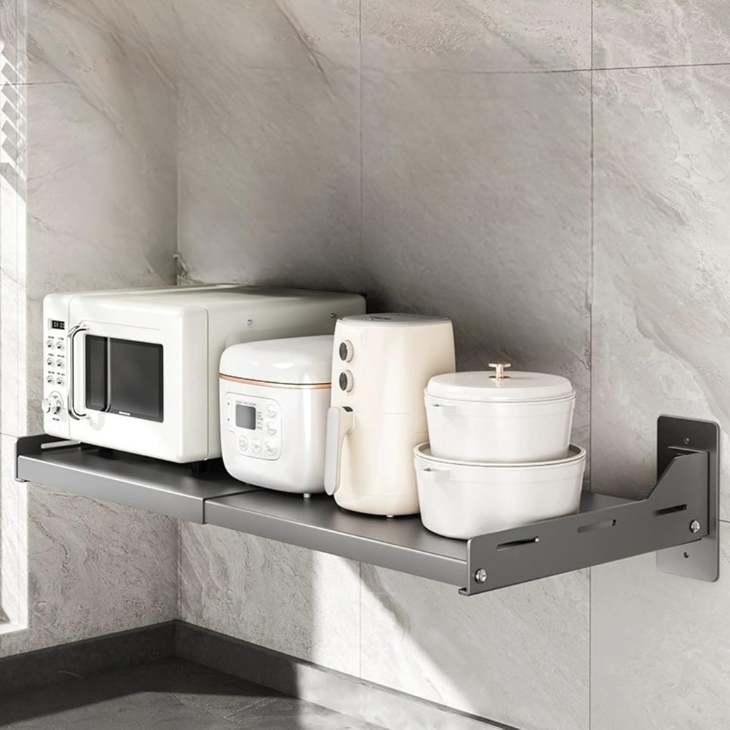 bangminda Wall-Mounted Microwave Oven Rack, Adjustable Electric Oven Shelf for Kitchen Home, Carbon Steel Counter Countertop Holder for Dorm, Apartment, Kitchen