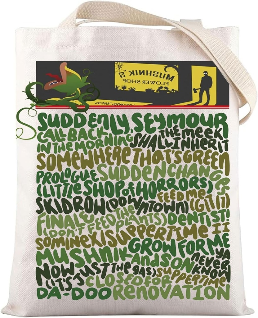LEVLO Musical Canvas Tote Bag Seymour & Audrey Fans Gift Audrey Plant Shopping Bag