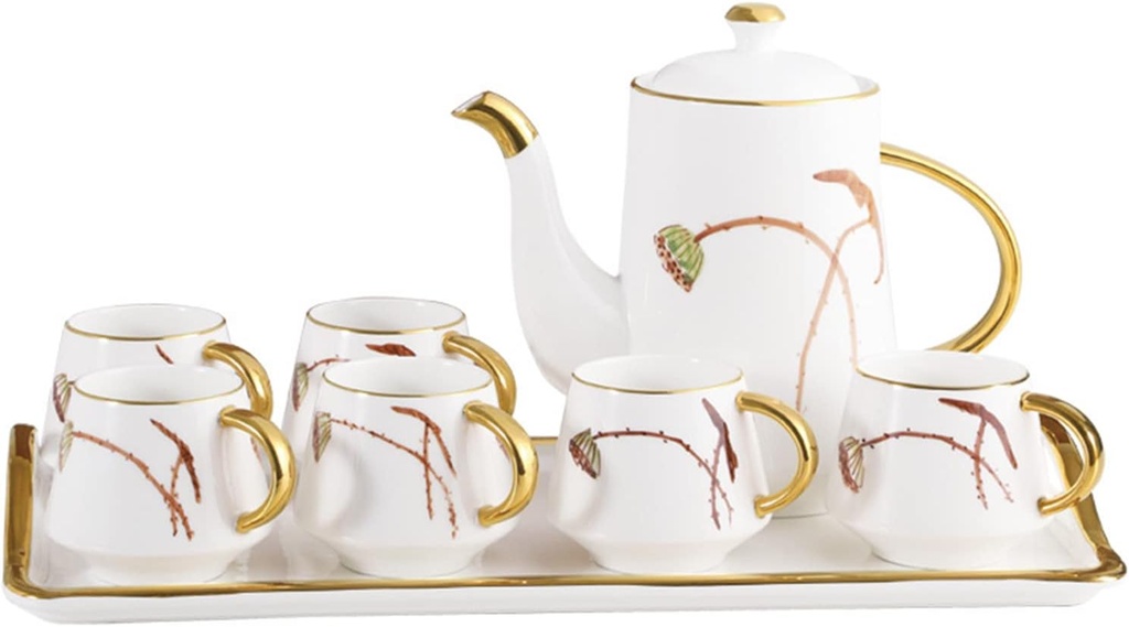 Coffee Pot Set Water Kettle Teapot Home Office Creative Cup Set Household Living Room Drinking Cup with Tray Large Capacity Ceramic