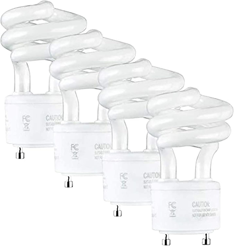 SLEEKLIGHTING 13Watt T2 Spiral CFL GU24 2 Prong Light Bulb Base 2700K 900lm -UL Approved 120v 60Hz Light Bulb- Mini Twist Lock Spiral -Self Ballasted Compact Fluorescent -Warm White Light 4pack