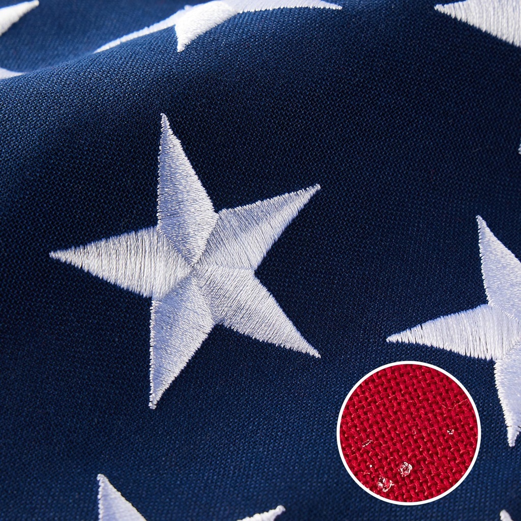 American Flag 3x5 ft Heavy Duty TearProof Series, All Weather High Wind US Flag, Premium Spun Polyester with Embroidered Stars, Sewn Stripes, Brass Grommets for Outdoor Use