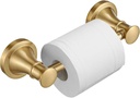 BESy Wall Mounted Toilet Paper Roll Holder Rustproof Tissue Paper Holder Bathroom Flexible Pivoting Tissue Handle Toilet Tissue Roll Holder, Brushed Gold, Stainless Steel