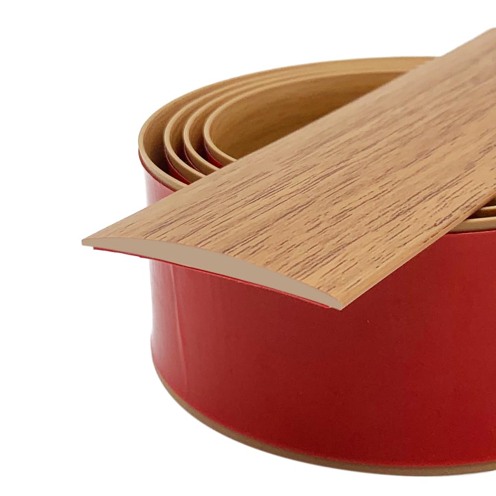 Floor Transition Strip, Self-Adhesive Vinyl Flooring Cover Strips, Floor Flat Divider Strip for Joining Floor Gaps, Carpet Threshold Transition; 2" Wide-Brown Wood Grain (10Ft)