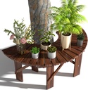 Wrap Around Tree Bench, Outdoor Curved Wooden Seat Semicircular Backrest Design for Gardens Patios Backyards Lawn