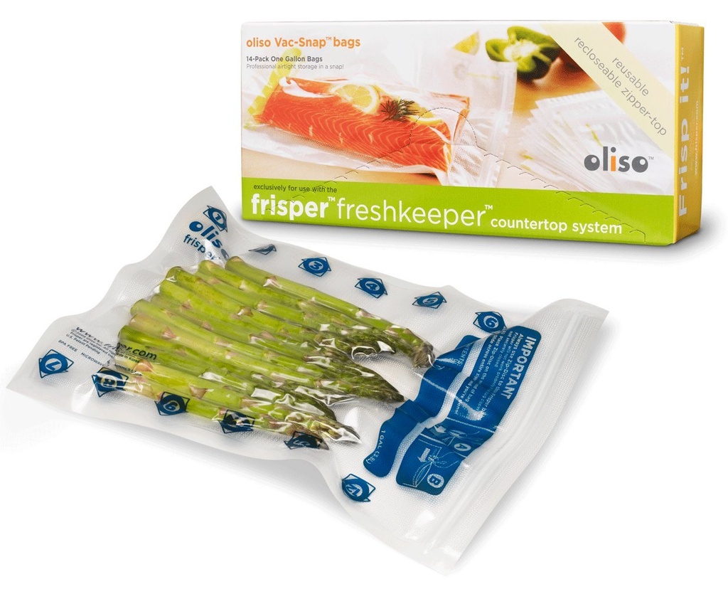 OLISO Bags Vac Snap Gallon, 14 CT