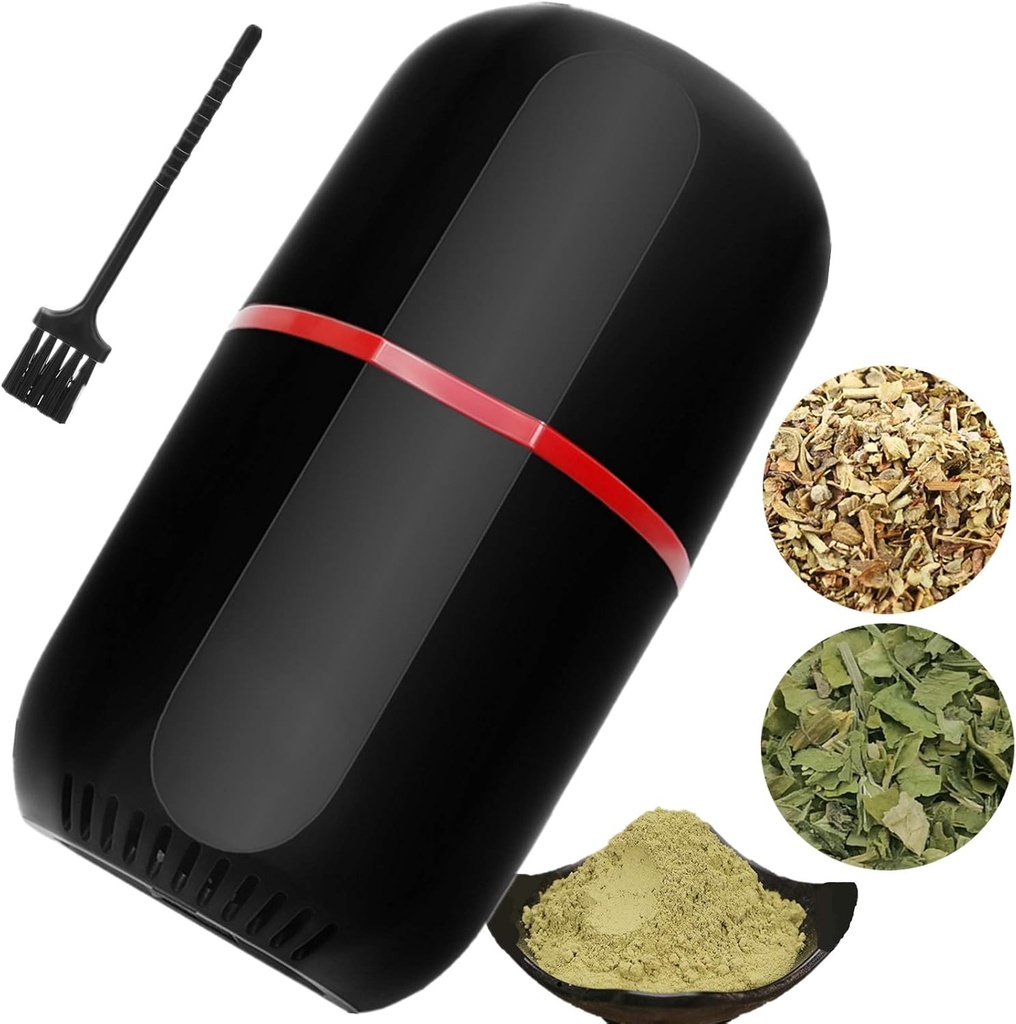 Herb Grinder Electric, Turimon Large Herbal/Coffee Grinders/Mill/Crusher for Spice and Herbs With Cleaning Brush - Black
