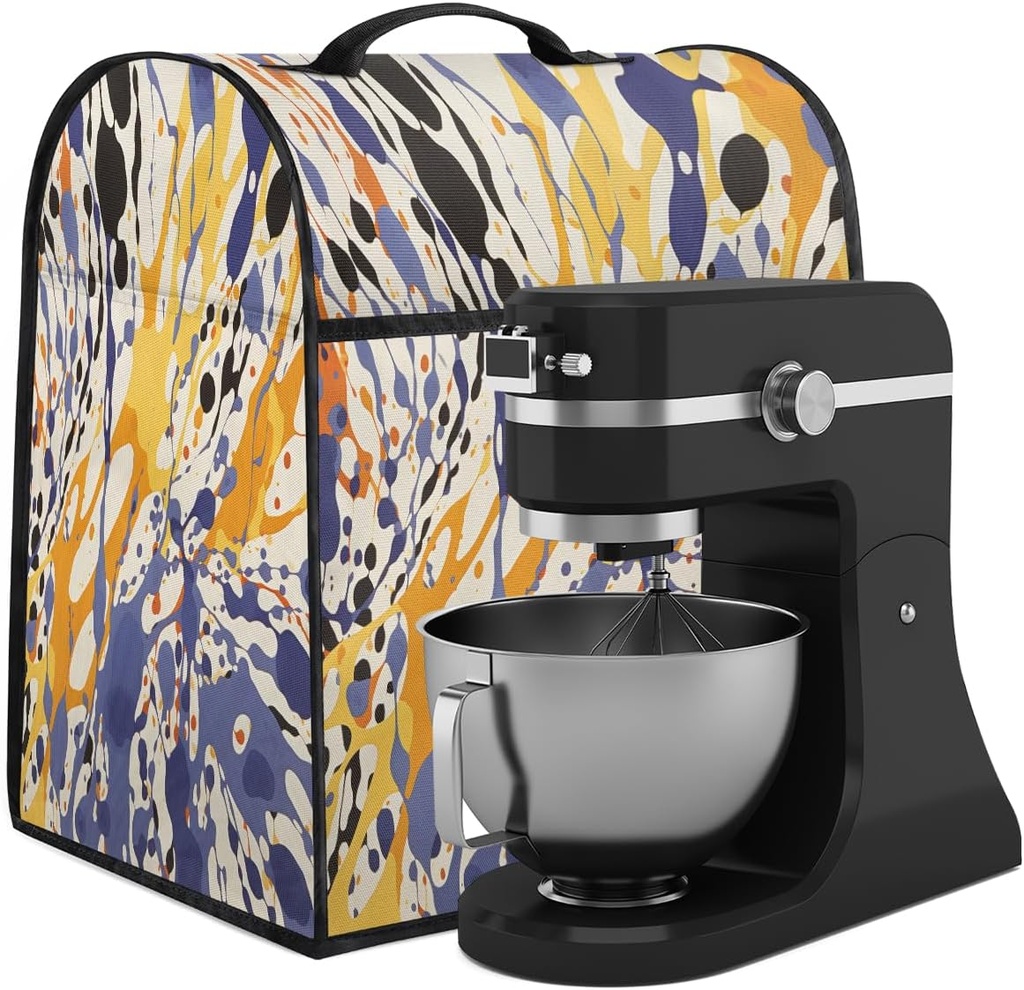 Mixer Cover Coffee Maker Cover Yellow Splash Ink Stand Mixer Cover With Pockets Kitchen Aid Mixers Accessories