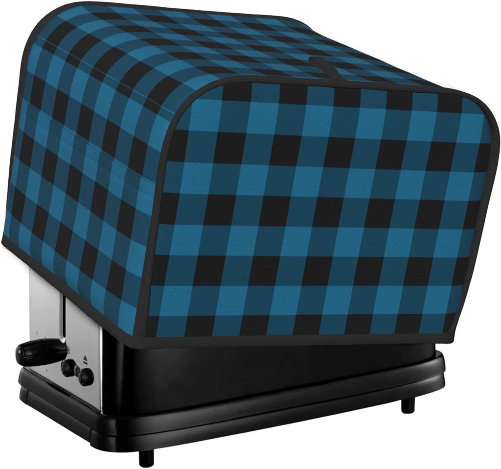 Oven Cover Kitchen Bread Machine Protector,4 Slice Toaster Cover For Home,Fingerprint Coaster Cover,Kitchen Small Appliance,Blue Black Plaid