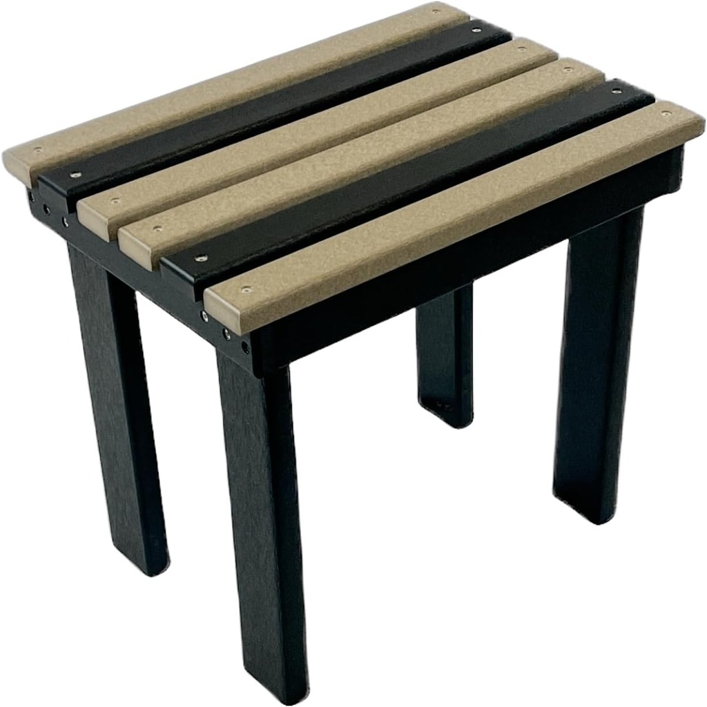 Poly Outdoor Side Table - Premium Quality | Affordable Price - Amish Handcrafted in The USA - 20-Year Warranty - All-Weather Resistant & Maintenance Free (Weathered Wood/Black)
