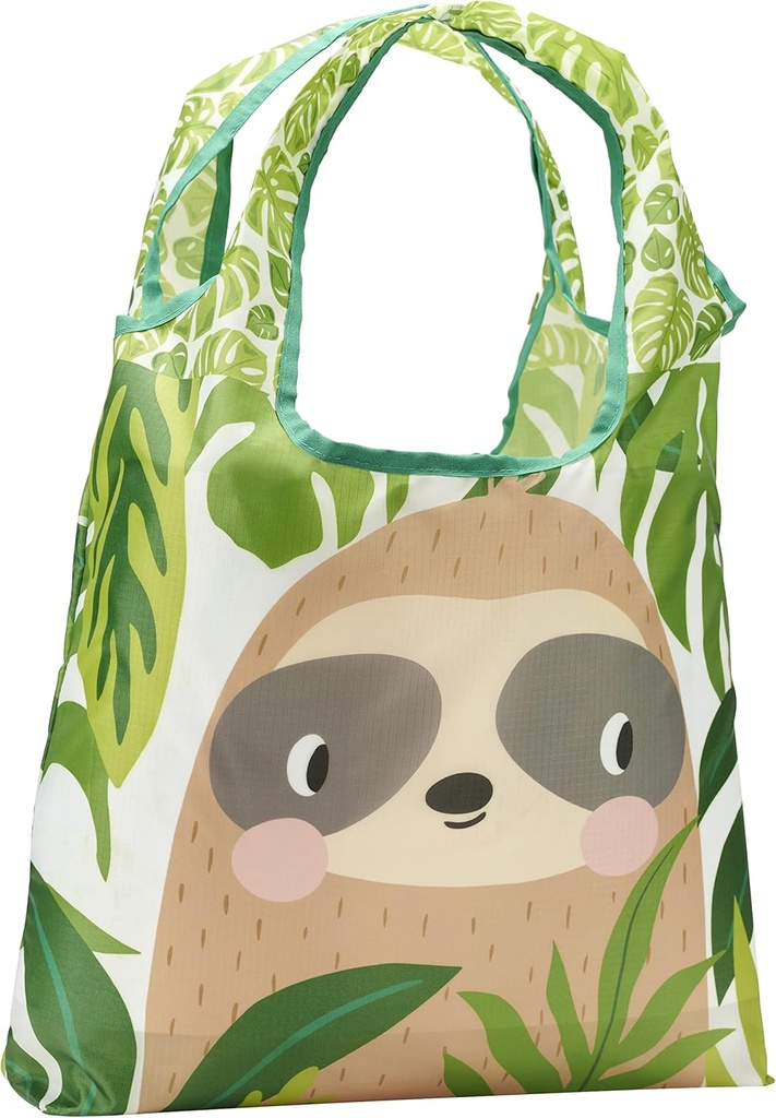 O-WITZ Reusable Grocery Bags | Vibrant Tote Bag For Groceries, Gym, Beach Gear, Toys & More | Washable Design With Large Handles For Maximum Convenience | Folds Into A Small Pouch, Sloth Green