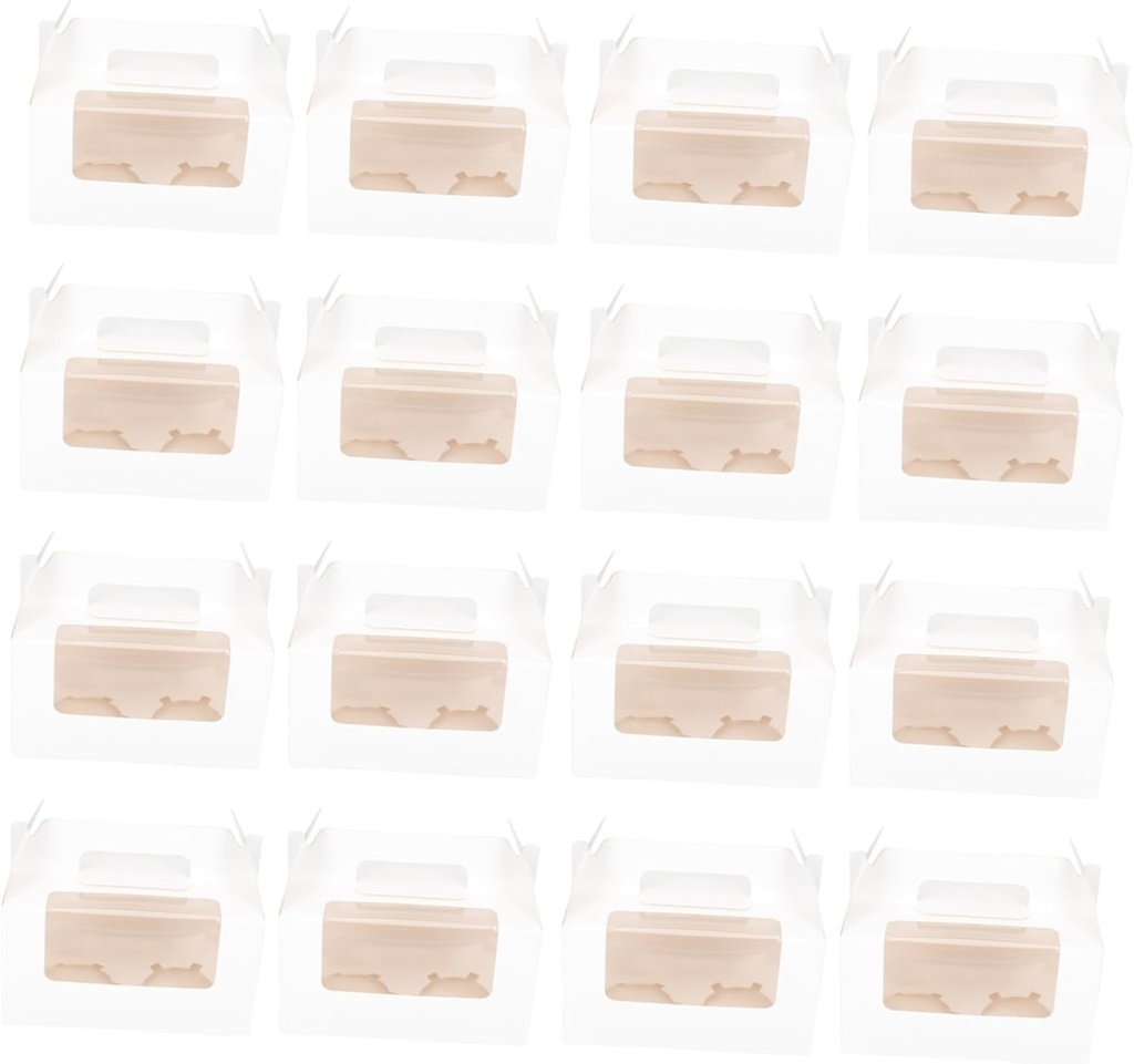 Alipis 16pcs Transparent Window Muffin Cake Box and Cupcake Packaging Bakery Boxes Inner Tray for Desserts and Treats