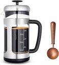 Easyworkz French Press 34 oz Coffee Tea Maker, Bundled with Retro Stainless Steel 10g Measuring Coffee Spoon, Rose Gold