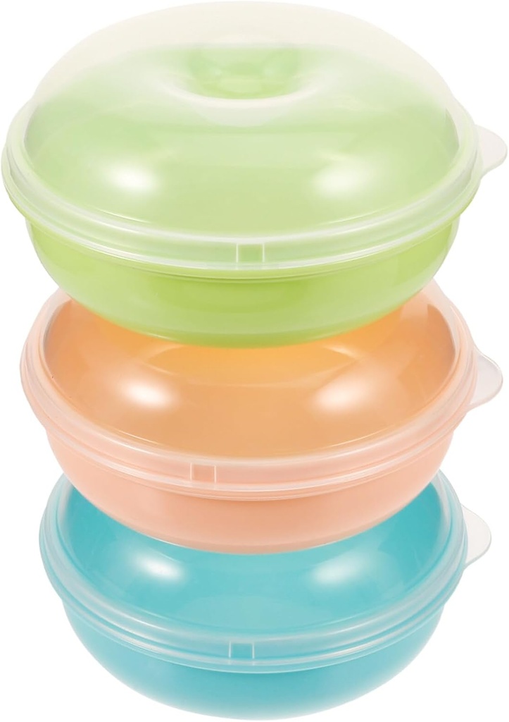 VOSAREA Bagel Fresh Holder Container, Donut Fresh Container Single Bread Storage Keeper Saver Airtight Reusable Donut Storage Take Out Box for Homemade Bread 3pcs