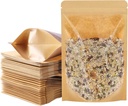 100 PCS Stand Up Pouches, 5.5 x 7.8 inch Kraft Paper Food Bags with Clear Window, Reusable Ziplock Food Storage Bags Resealable Pouches for Foods, Coffee Beans, Snacks