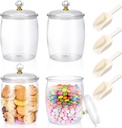 4 Pcs 80 oz Candy Jars With Lids & 4 Spoons, Clear Plastic Candy Cookie Container Large Airtight Apothecary Storage Organization Jar Snack Buffet Canister for Wedding Home Kitchen Bar