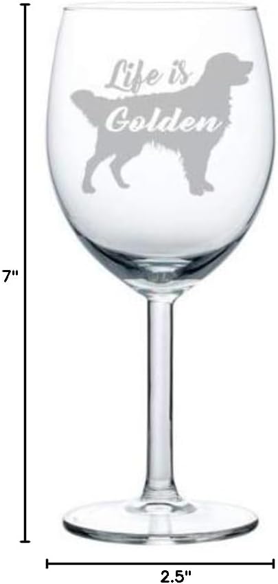 MIP Brand Wine Glass Goblet Golden Retriever Life is Golden (10 oz)
