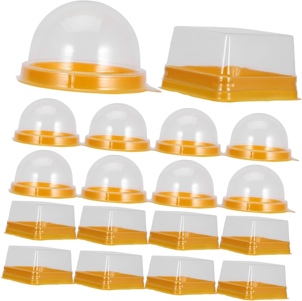Healifty 100pcs Mini Plastic Cake Boxes with Transparent Covers for Party Baking Bakery Cupcake Holders Easy Assembly Mini Cake Containers for Egg Yolk and Desserts