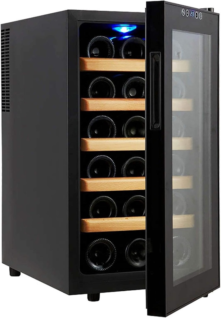 48 liters Wine Cooler Refrigerator 18 Bottle Compressor Wine Fridge Champagne Chiller Countertop Freestanding Wine Cellars Auto Defrost Mirror Glass D
