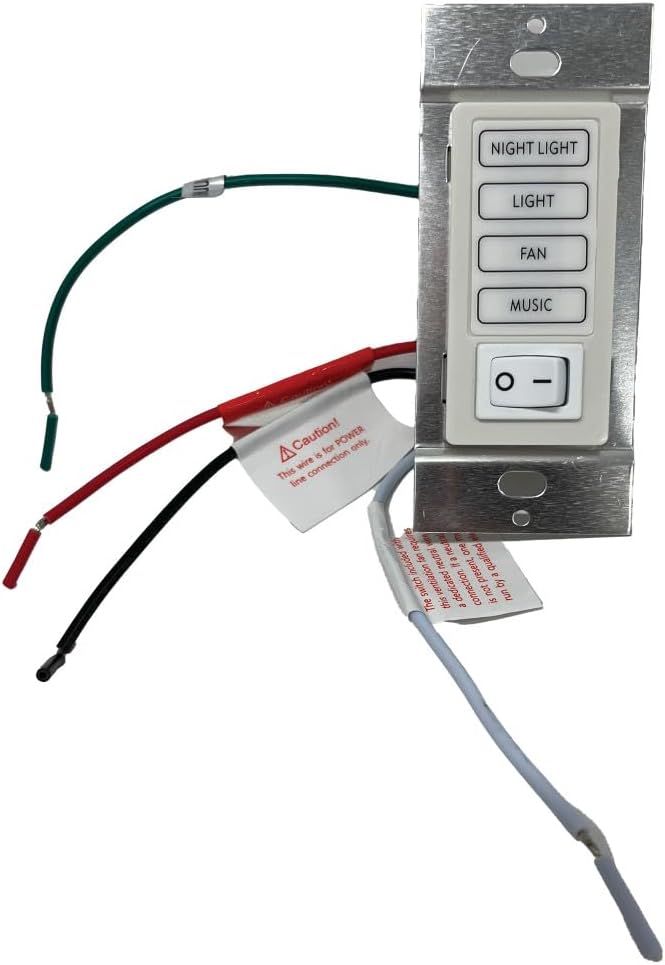 Homewerks Bluetooth Bath Fan Push 4-Button Wall Switch-White Face-RF Compatible