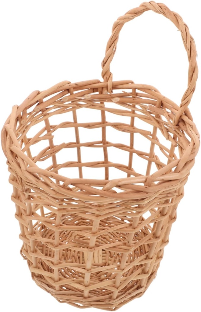 Zerodeko Woven Hanging Kitchen Storage Basket Organizer Wall Mounted Bin for Garlic and Vegetables Space Saving Design Quick Installation Rustic Charm for Any Kitchen